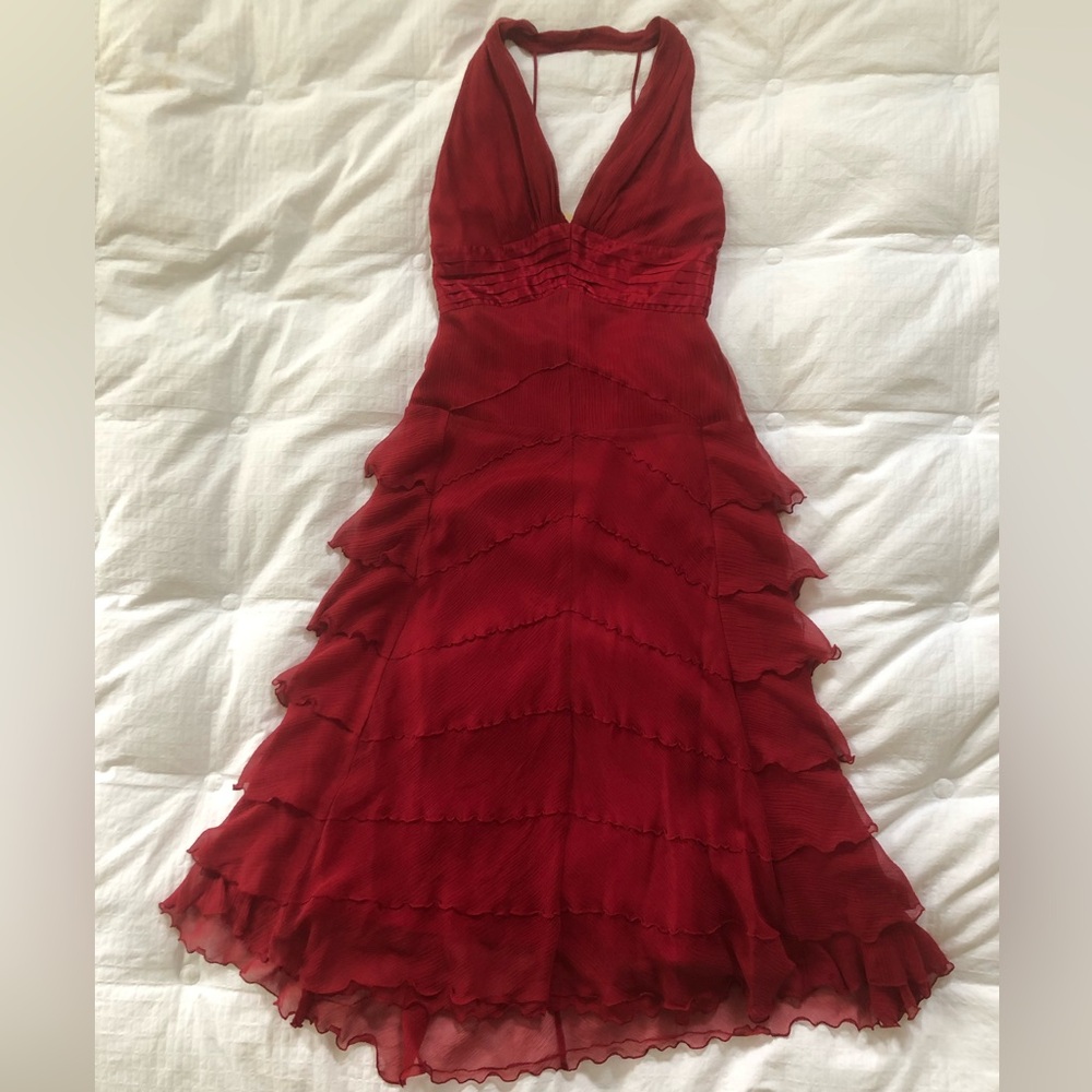 NWT Vintage 90s BCBG Max Azria Crinkle Silk Halter Cocktail Dress